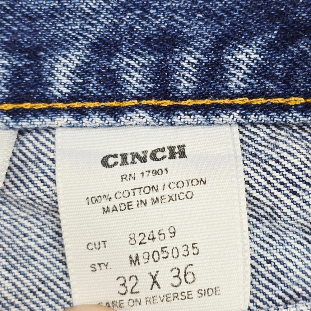 Cinch Mens Blue Denim Jeans Size 32x36 Western Cowboy Riding Ranch‎ Workwear